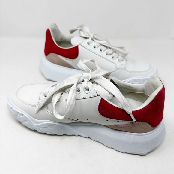 Alexander Mcqueen Court Leather Red Suede Sneakers 39.5 - Picture 2 of 14